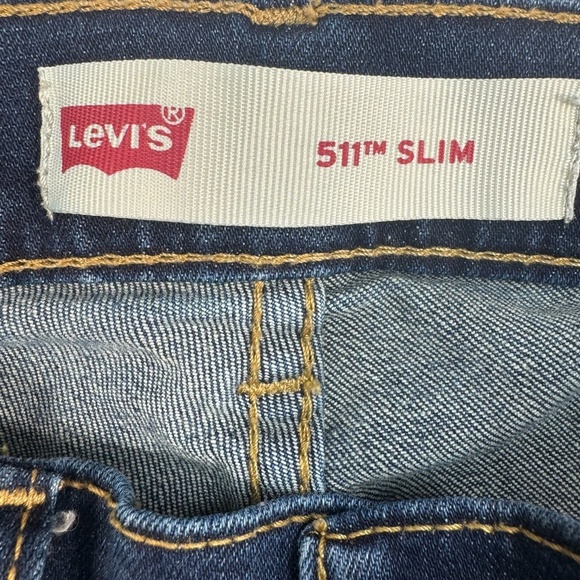 Levis 511 Slim Patchwork Jeans Boys Size 16 28X28 Dark Wash Mid Rise - Picture 5 of 15